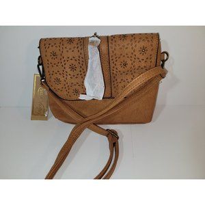 Revive  women's Beautiful  Vintage Brown Vegan Crossbody shoulder Handbag purse